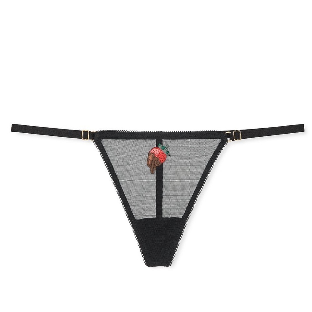 ✨🖤NWT Victoria’s Secret lingerie Flirty Mesh Adjustable V-String Thong - -Size M
